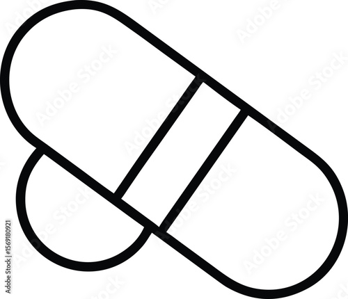 Simple black outline icon of two pills or capsules on a white background
