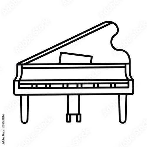 Piano line art icon vector on white background