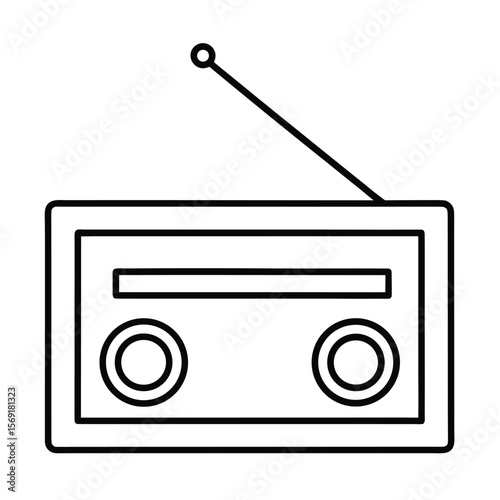 Radio line art icon vector onwhiten background