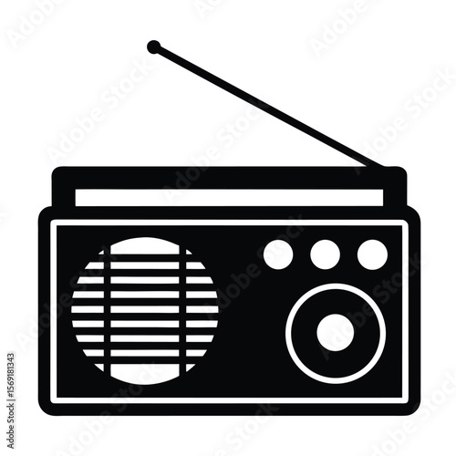 Radio silhouette vector on white background