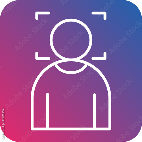Facial Recognition Line Icon Style
