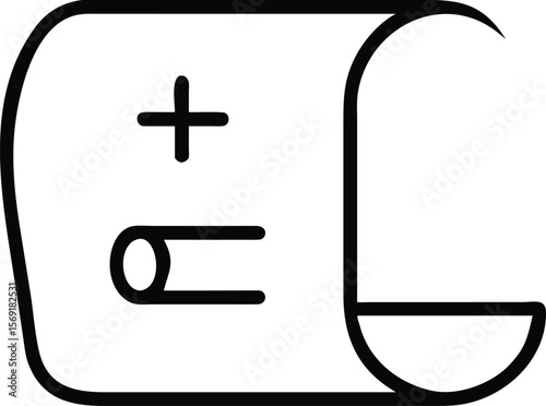 Simple outline icon representing a medical chart or prescription with a plus sign