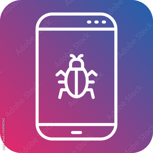 Phone Virus Line Icon Style