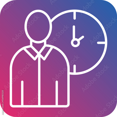 Working Hours Line Icon Style