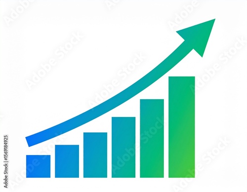 Free Download Upward Dashboard Chart Icon with Arrow – Blue Green Gradient on White Background - GFXLoad