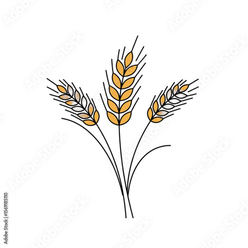 A delightful wheat graphic features stylized golden ears, ideal for agriculture, organic food, or bakery-related branding projects and creative designs.