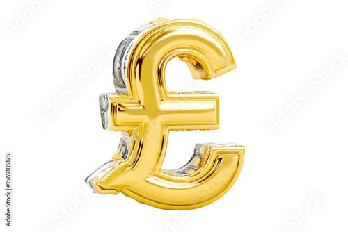 A striking golden pound sterling symbol floats against a sleek black backdrop, representing finance and British currency . Ai Generated Images photo