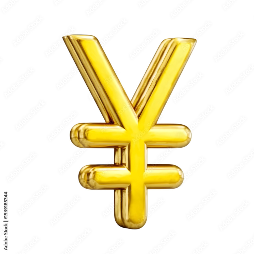 Fototapeta premium Polished golden Yen symbol shines against a stark black background, representing finance, currency, and investment opportunities . Ai Generated Images