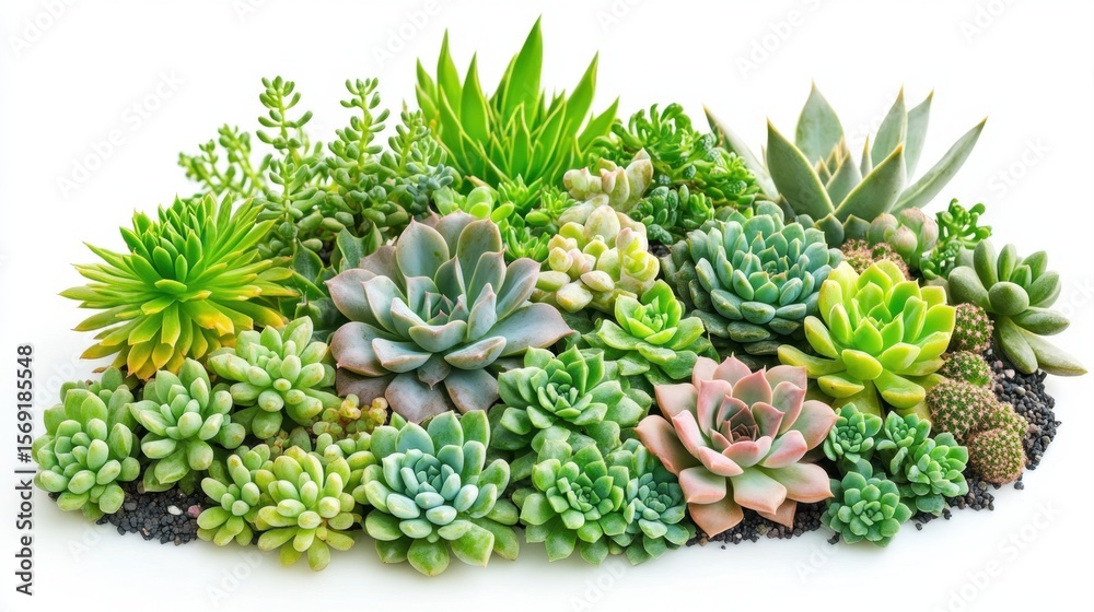 Fototapeta premium Vibrant indoor succulent garden aerial showcase of lush greenery for design enthusiasts