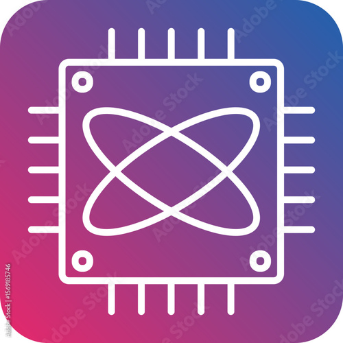 Quantum Computing Line Icon Style