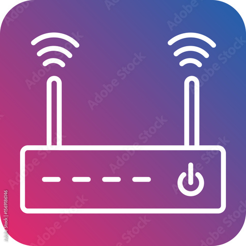 Wireless Router Line Icon Style