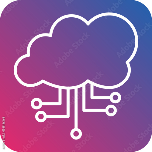 Cloud Computing Line Icon Style