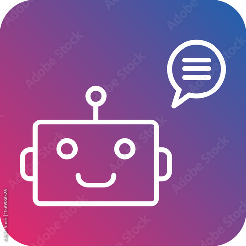 Chat Bot Line Icon Style