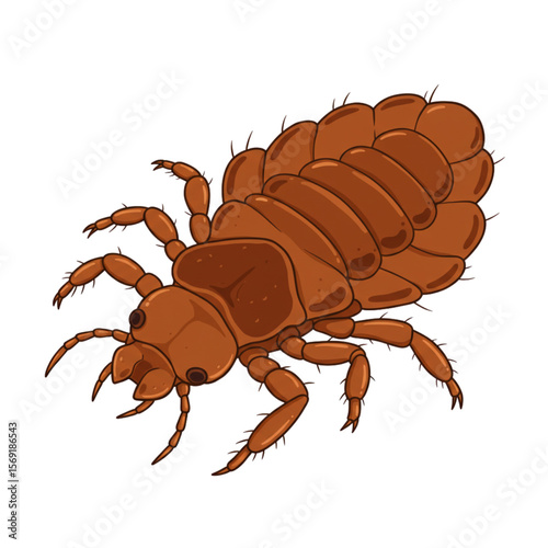Detailed graphic design of a head louse, perfect for educational material or a medical presentation on common parasites and infestations.