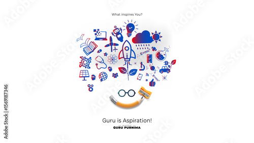 happy guru purnima wishes concept. World modern youth skills training, education and empowerment backdrop design.