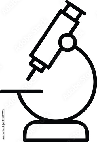 Simple black line art icon of a microscope on a white background