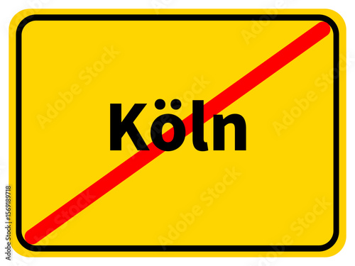 Illustration of a city exit sign for the city of Köln (Cologne)	