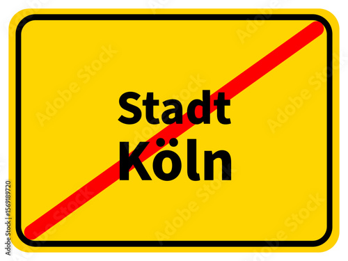 Illustration of a city exit sign for the city of Köln (Cologne)