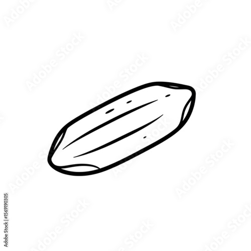 Simple outline of a seed pod, ideal for organic food designs and botanical applications requiring a clean, minimalist graphic style.