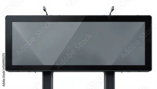 Blank horizontal billboard sign isolated on white background with clean space for advertising or information display.