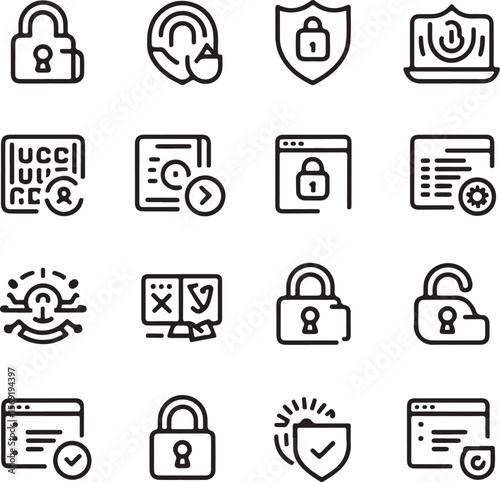 Cybersecurity Icons Data Protection, Privacy, and Online Safety Symbols