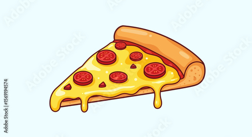 Cheesy Pepperoni Pizza Slice Illustration