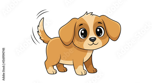Cute Happy Puppy Wagging Tail