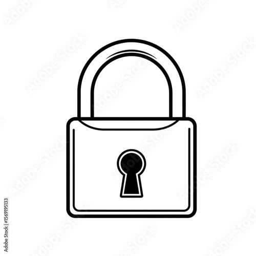 A clean outline of a padlock provides a modern graphic element for security concepts or design layouts needing a symbol of protection.