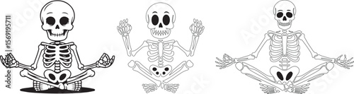 Skeleton Line Art Vector Set – Minimal Vector Illustrations for t-shirt design