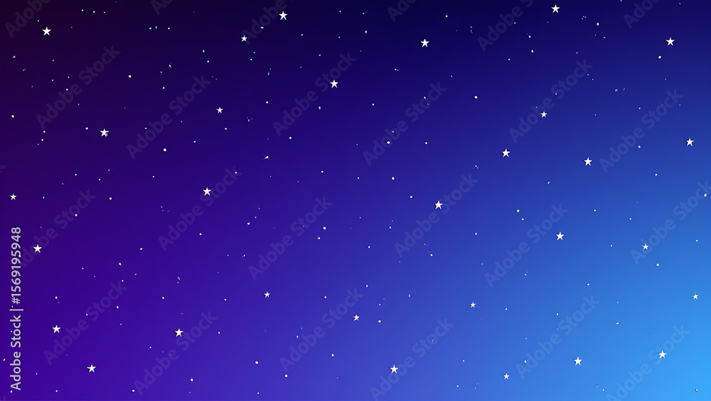 Fototapeta premium Beautiful night sky background illustration with sparkling white stars and gradient blue tones