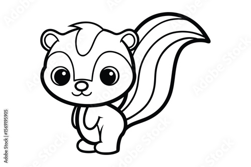 Adorable cartoon skunk with big eyes and bushy tail animal cute