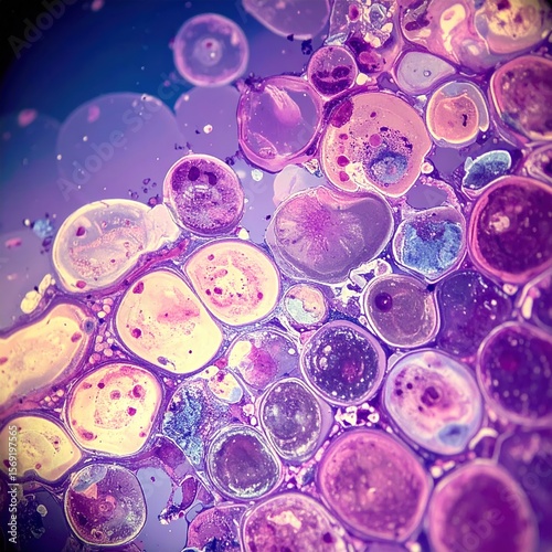 Macro Shot of Cellular Structures on Microscope Slide Under Sterile Lighting