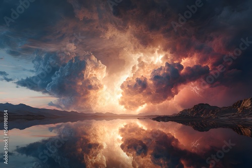 Serene Water Reflects Beautiful Sky Illumination