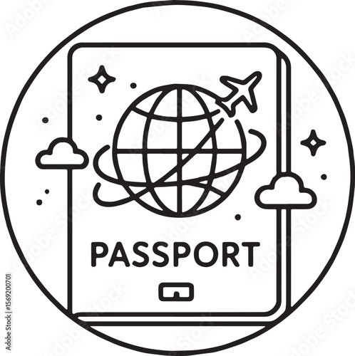 Playful travel doodles in line art or flat vector style featuring World Tourism Day, wanderlust, and vacation themes