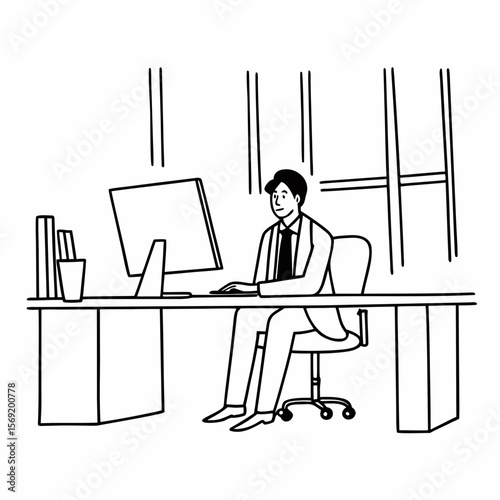 Businessman working computer in office
