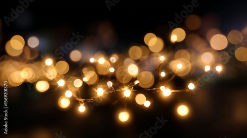 Glowing string lights creating a warm, bokeh effect
