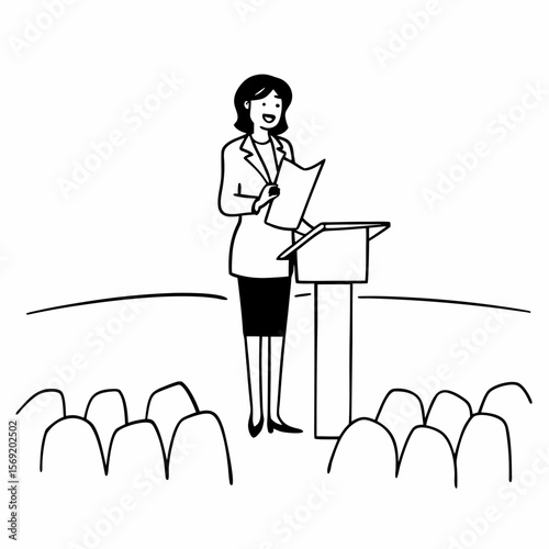Businesswoman standing at podium