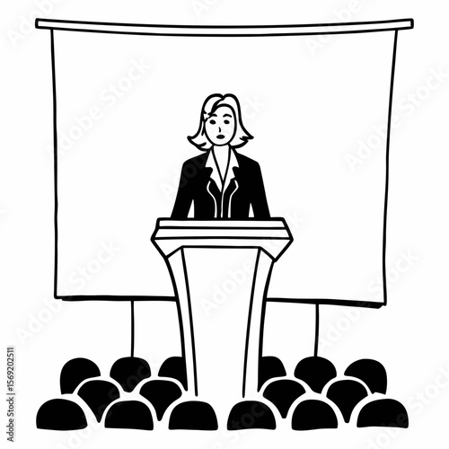Businesswoman standing at podium