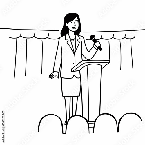 Businesswoman standing at podium