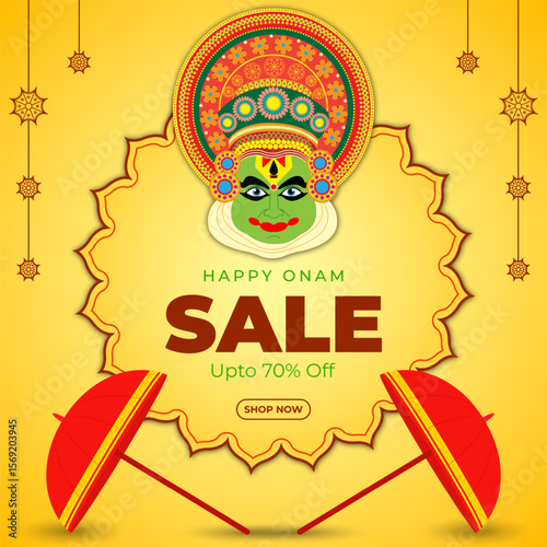 Vector illustration of Happy Onam Sale social media template