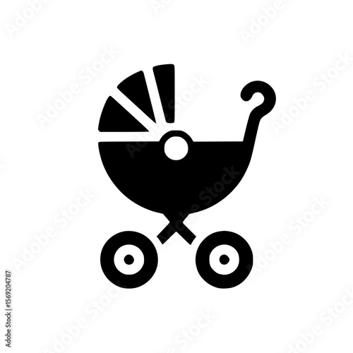 Baby Stroller Silhouette Icon – Minimalist Black SVG Clipart