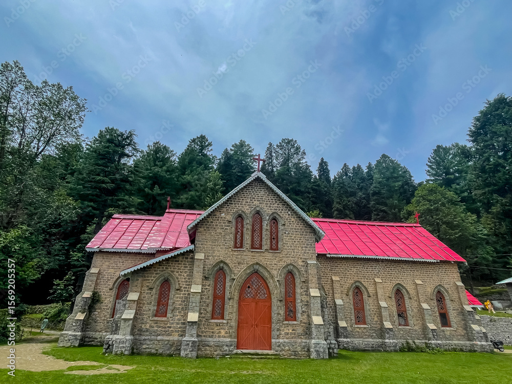 Fototapeta premium Beautiful historic 18th century church, Virgin Mary Catholic Church, A beautiful picture of church, The Assumption of the Blessed Virgin Mary Catholic Church, Khanspur Road, Ayubia 
