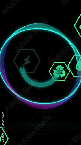 Animation of ecology icons over off button