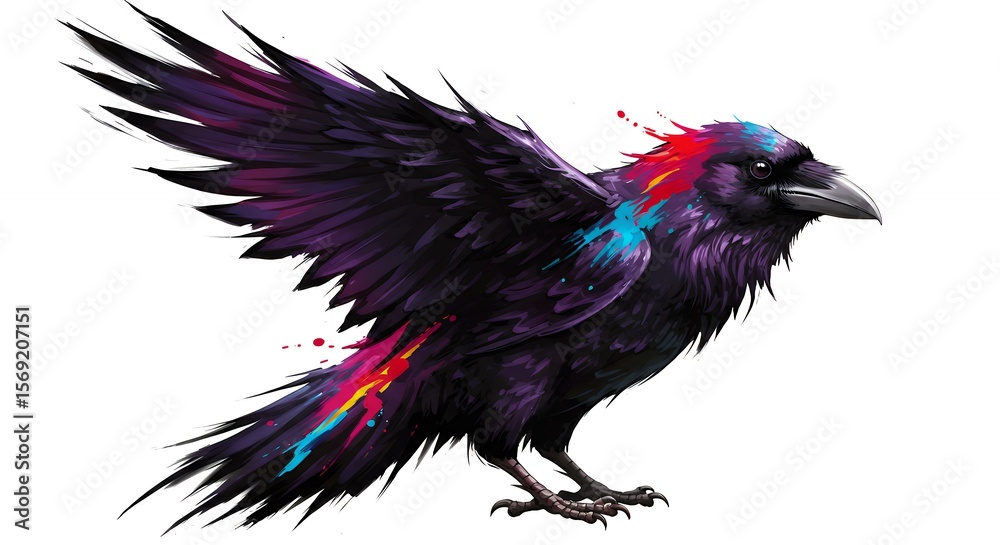 Obraz premium Artistic crow in flight