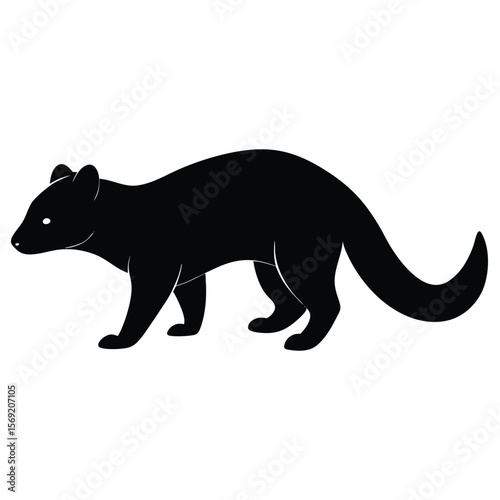 Silhouette of a Civet Walking Stealthily Vector Illustration for Wildlife Designs