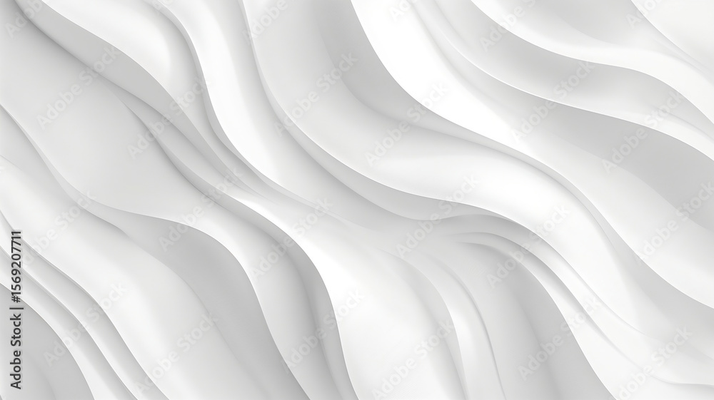 Obraz premium A seamless white pattern mimics soft waves, offering a clean aesthetic suitable for branding, interior, or minimal compositions