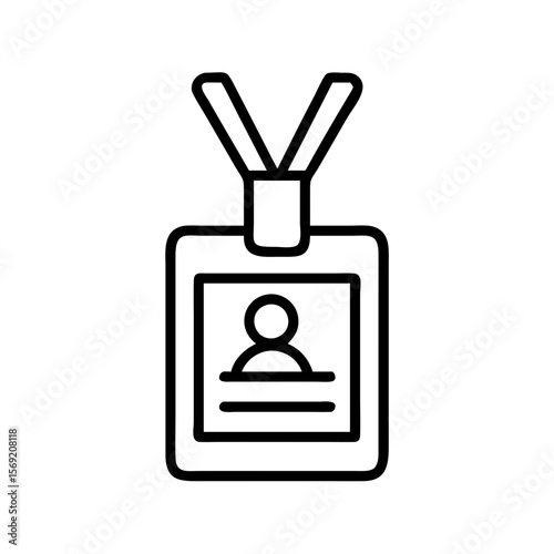 Identification badge with blank user profile and lanyard design  