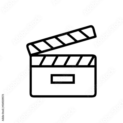 Film clapperboard icon in minimalist design on white background  