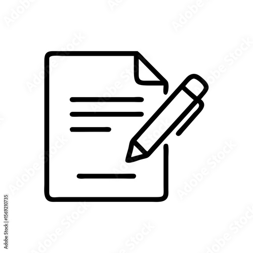 Document with pen for writing notes and editing concepts of icon  