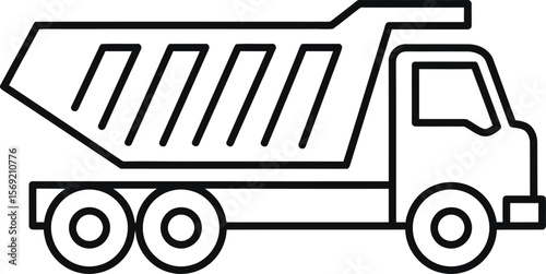 Simple outline drawing of a dump truck.